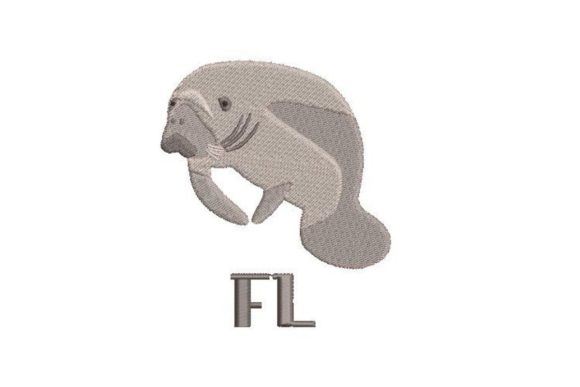 A Closer Look at the 'Manatee FL' Embroidery Design