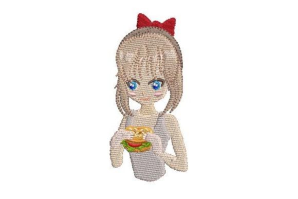 Anime Style Girl Eating: A Boutique Embroidery Design Review