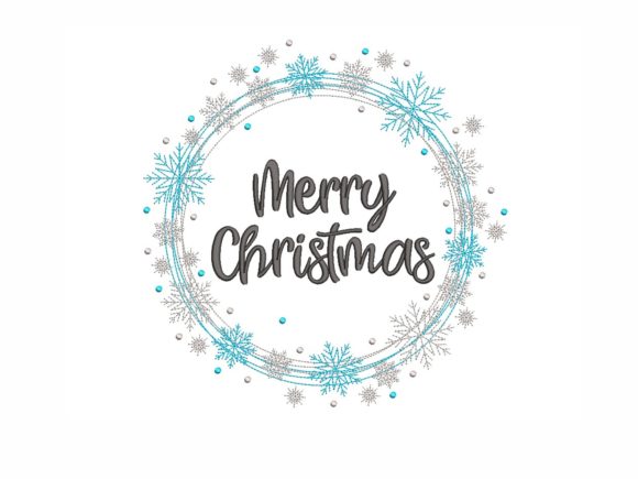 Merry Christmas Wreath Embroidery Design for Business Use